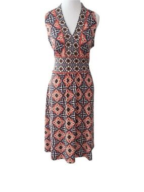 Wisp Geometric Sleeveless Midi Jersey Dress